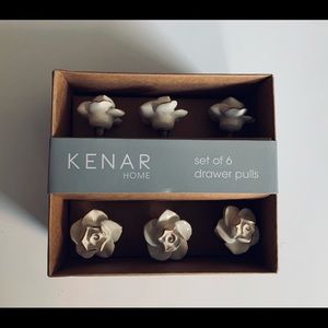 White flower drawer pulls